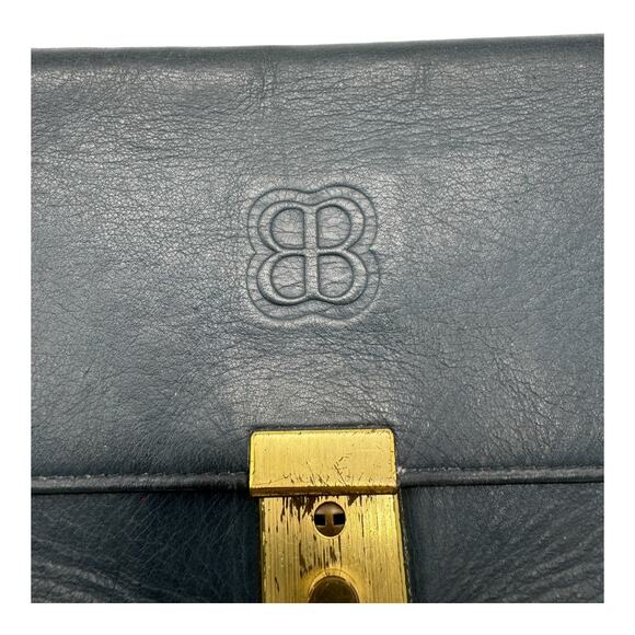🔴 Balenciaga BB Logo Clutch Bag - Navy Leather - Picture 6 of 7